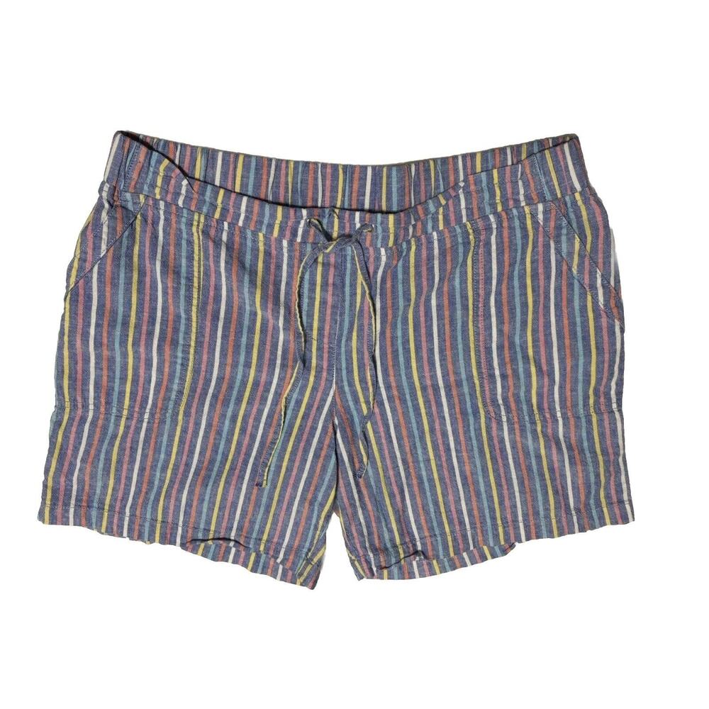Talbots Shorts Linen Blend Striped 12P‎ Resort Cruise Vacation Beach Wear